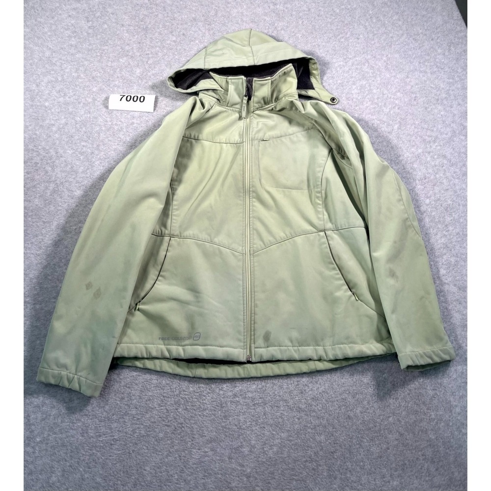 Free Country Softshell Jacket Womens Green Hooded Long Sleeve Casual Outdoor - Picture 1 of 12